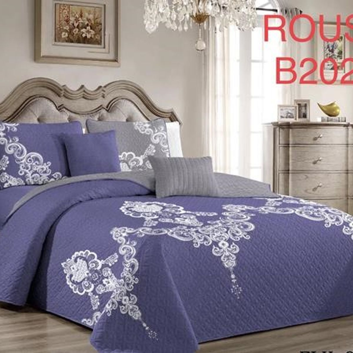 GENERICO - Cobertor Tipo Quilt de Verano / Cubrecamas 2 Plazas Violeta