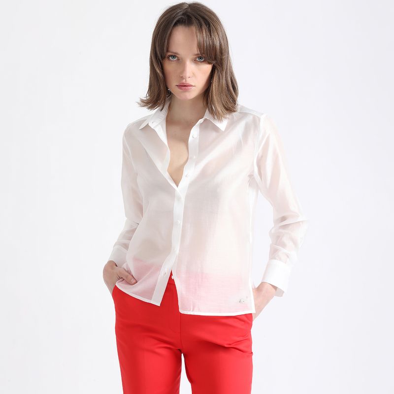 LIOLA - Blusa Gasa Lisa Fantasia, Crudo Liola