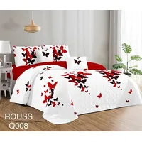 Cobertor Tipo Quilt de Verano / Cubrecamas 2 Plazas Blanco Mariposa