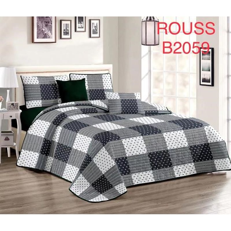 GENERICO - Cobertor Tipo Quilt de Verano / Cubrecamas 2 Plazas Cuadros