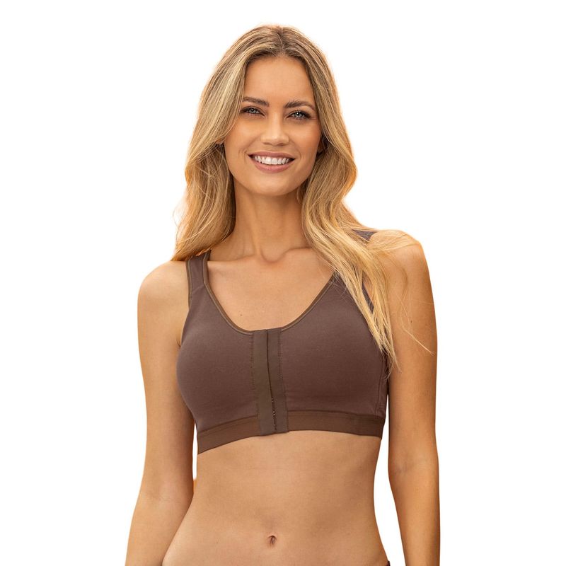LEONISA - Sostén tipo top multiusos ultracómodo en algodón All in One Bra 91044 Café Oscuro
