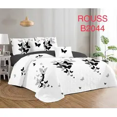 GENERICO - Cobertor Tipo Quilt de Verano / Cubrecamas 2 Plazas Blanco Mariposas