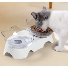 GENERICO - Dispensador Alimento Gatos Comedero Bebedero Doble Elevado