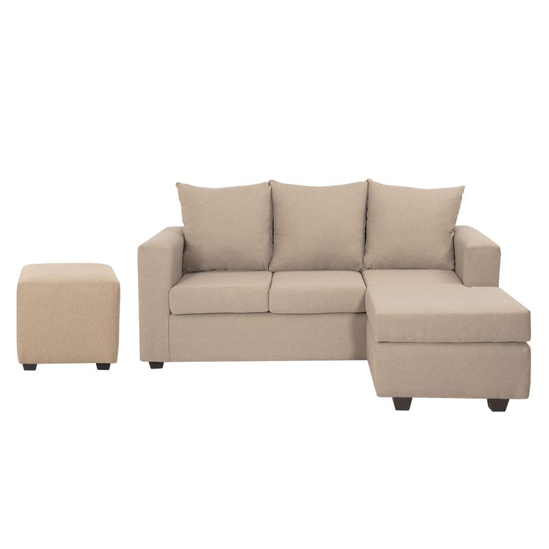 INNOVAMUEBLES - Sofá Seccional Marco 31 Intercambiable + Pouf Tela Beige