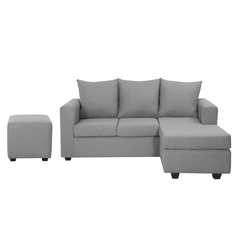 INNOVAMUEBLES - Sofá Seccional Marco 31 Intercambiable + Pouf Tela Gris Claro