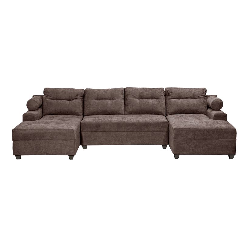 INNOVAMUEBLES - Sofá Seccional Le Mans Doble Chaise Tela Chocolate YF
