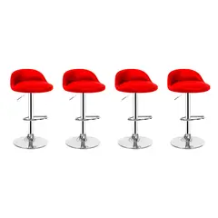 GLOBAL LATIN GROUP - Pack 4 Piso Bar Taburete Giratorio de Altura Regulable - Rojo