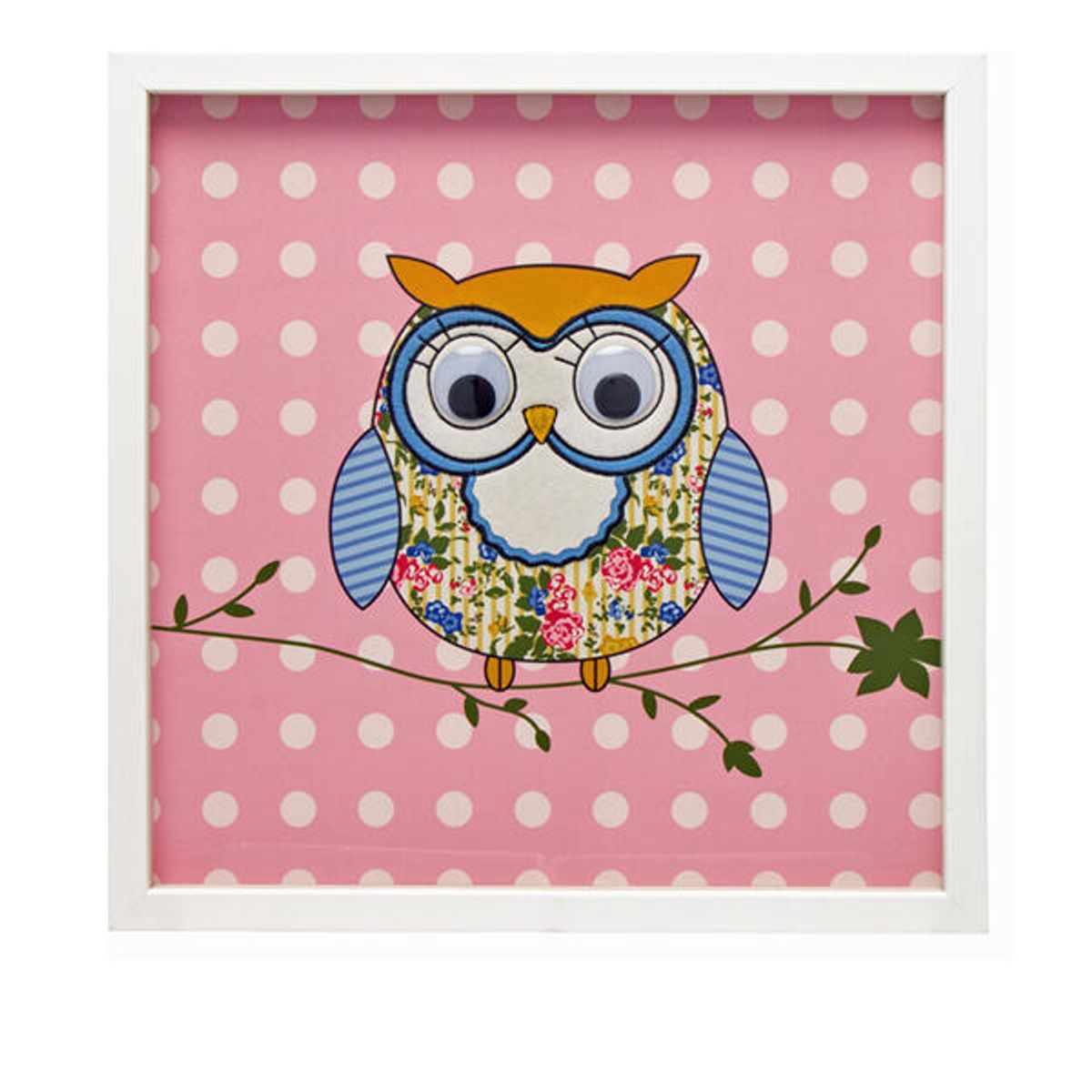 VGO - Cuadro 45x45 relieve serie Lechuza Blanco Vgo