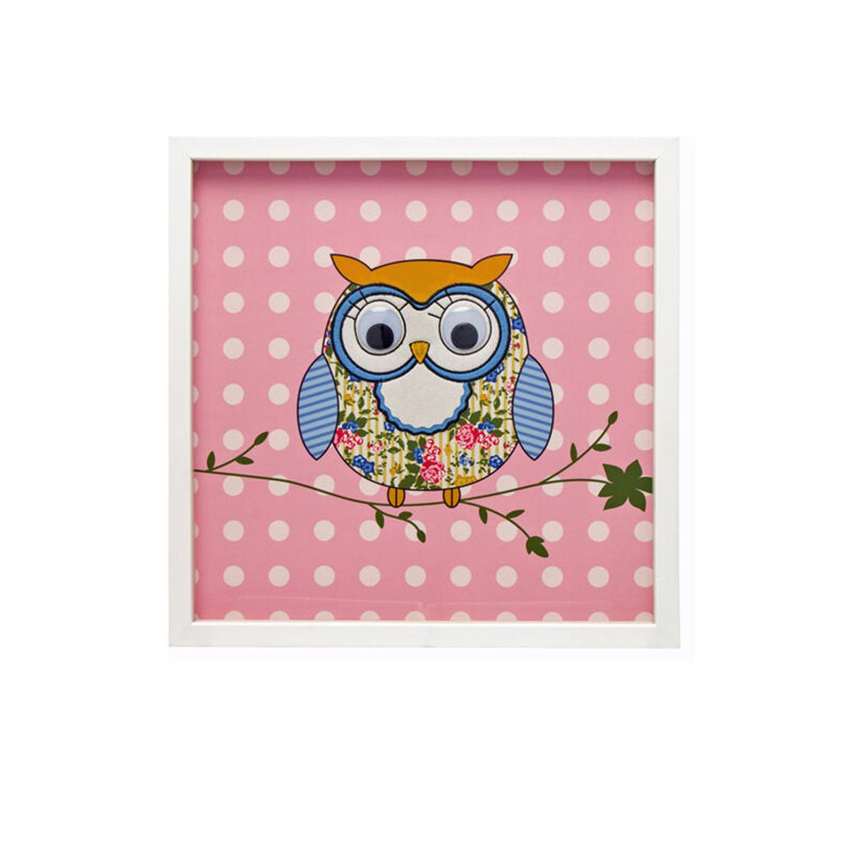 VGO - Cuadro 45x45 relieve serie Lechuza Blanco Vgo