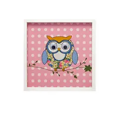 VGO - Cuadro 45x45 relieve serie Lechuza Blanco