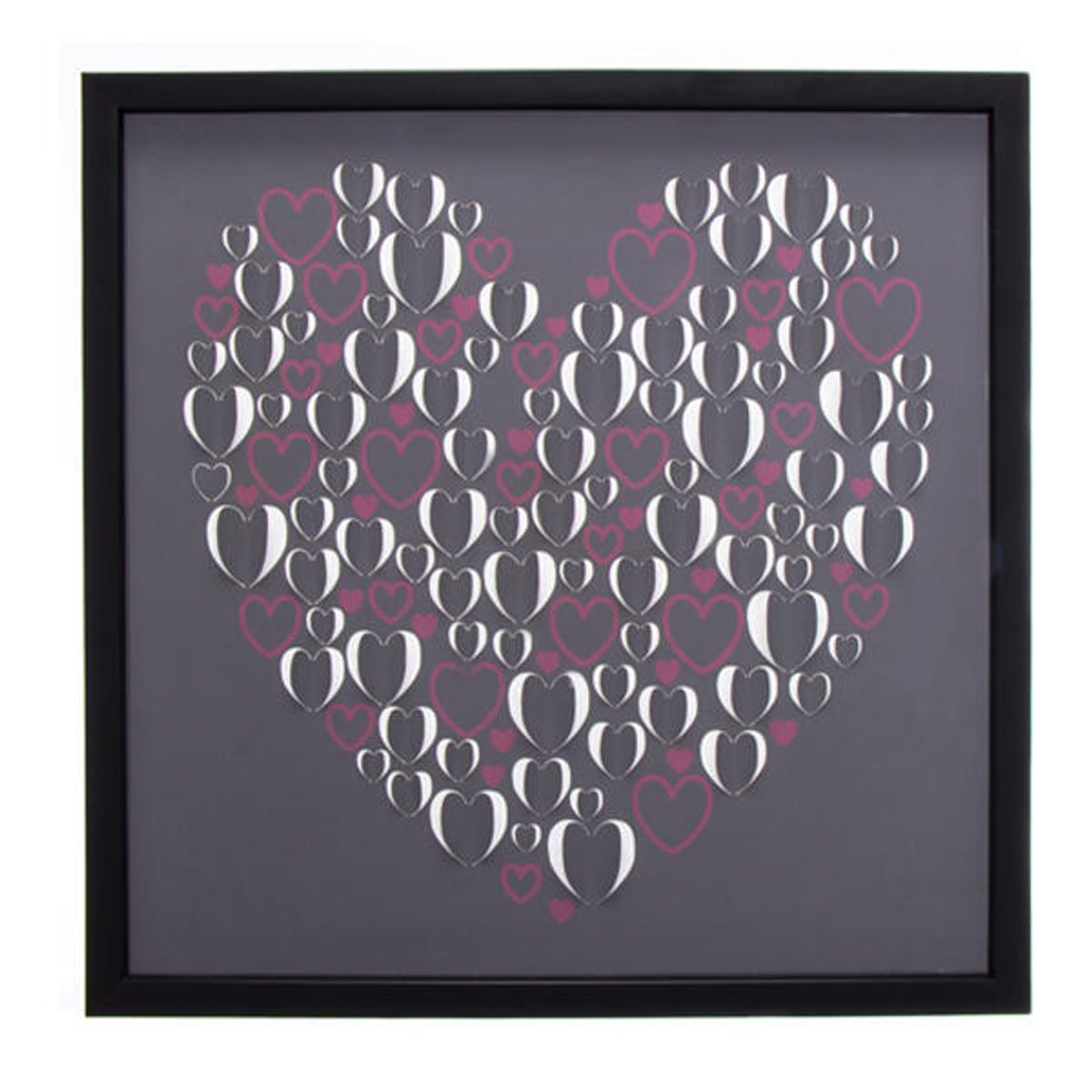 VGO - Cuadro 50x50 relieve serie Corazones Negro Vgo