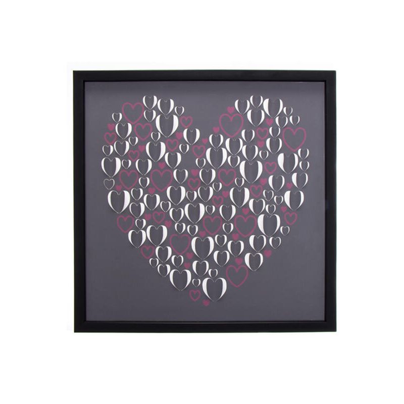 VGO - Cuadro 50x50 relieve serie Corazones Negro Vgo