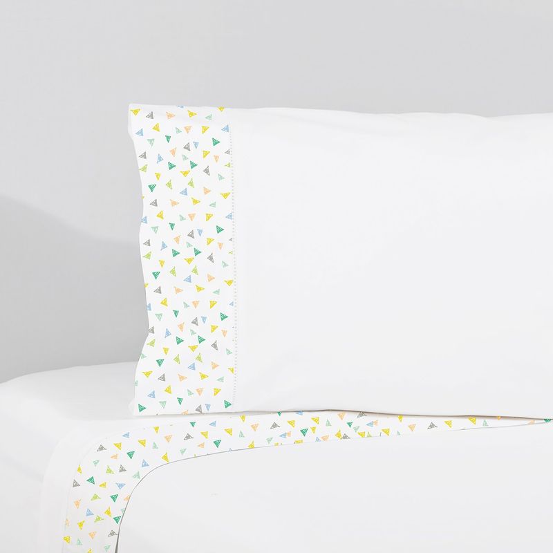 NINA HERRERA - Sábana Estampada Banderín Blanco 220 Hilos 1 Plaza
