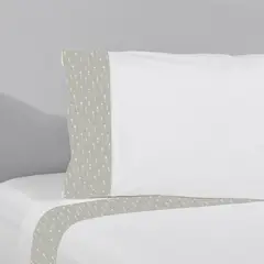 NINA HERRERA - Sábana Estampada Ramitas Gris 220 Hilos 1 Plaza