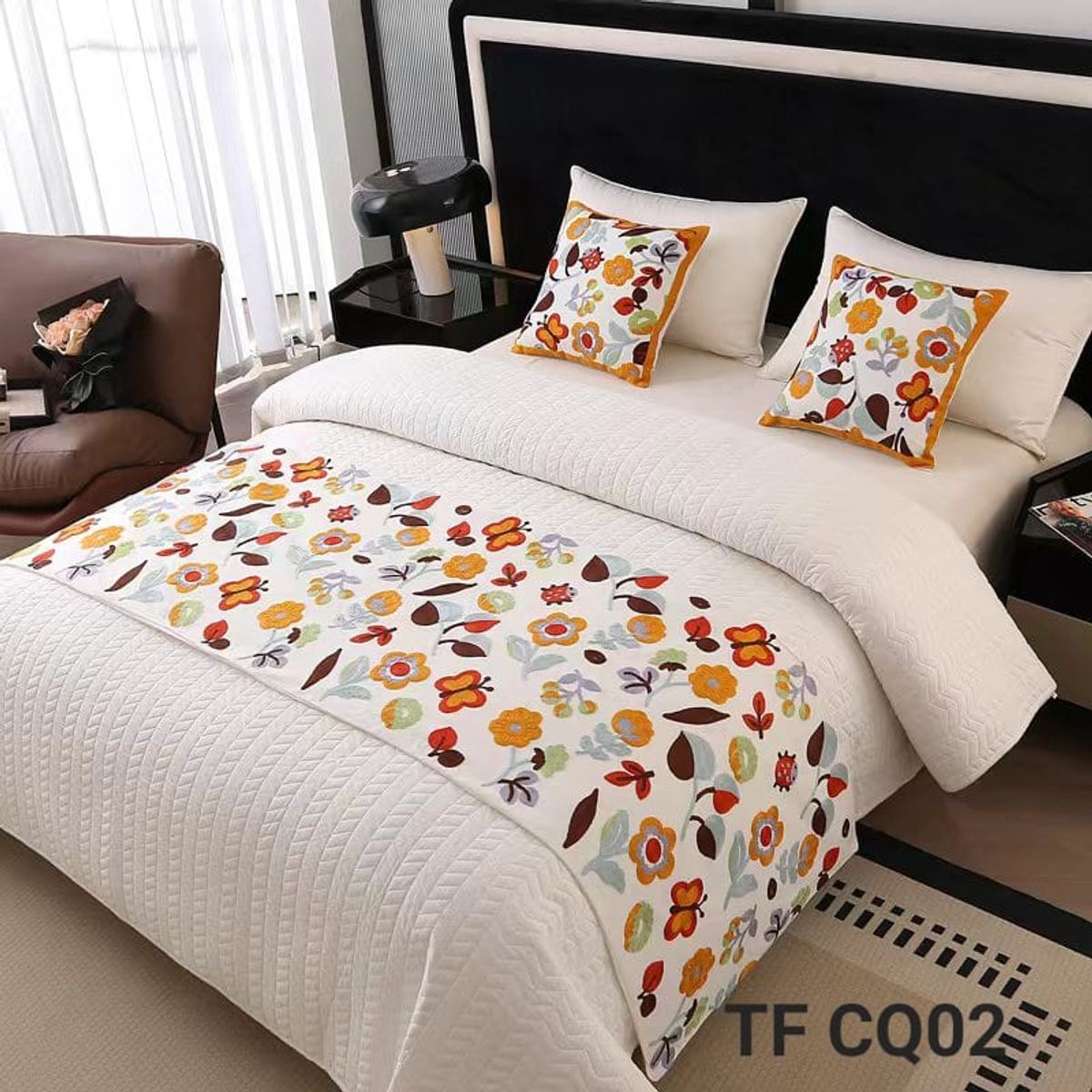 ANGELES DEL HOGAR - Pieceras Bordadas + 2 Fundas De Cojin 2 plazasKing