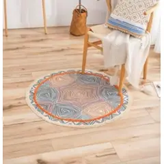 ANGELES DEL HOGAR - Alfombra de Estilo Etnica Tejida Redonda 120cm