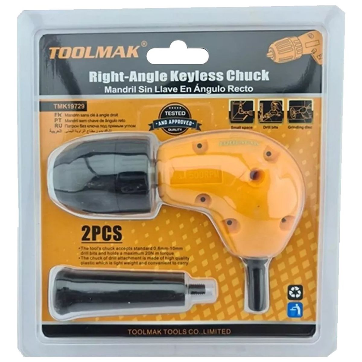 GENERICO - Mandril Sin Llave En Angulo Recto Para Taladro Toolmak