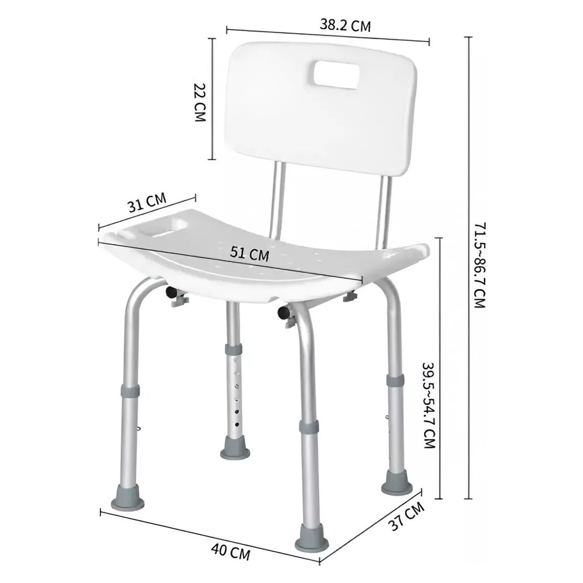 GENERICO - Silla De Ducha Para Baño Ajutable En Altura Portatil 301A