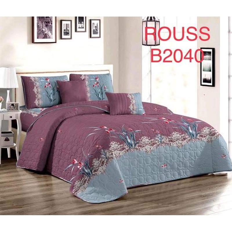 GENERICO - Cobertor Tipo Quilt de Verano / Cubrecamas 2 Plazas Purpura Flores
