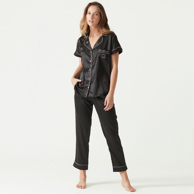 BARBIZON - Pijama Roma Manga Corta Negro