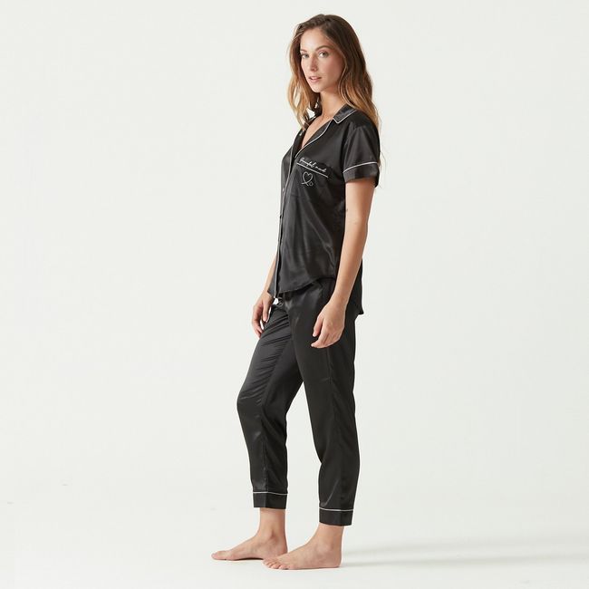 BARBIZON - Pijama Roma Manga Corta Negro