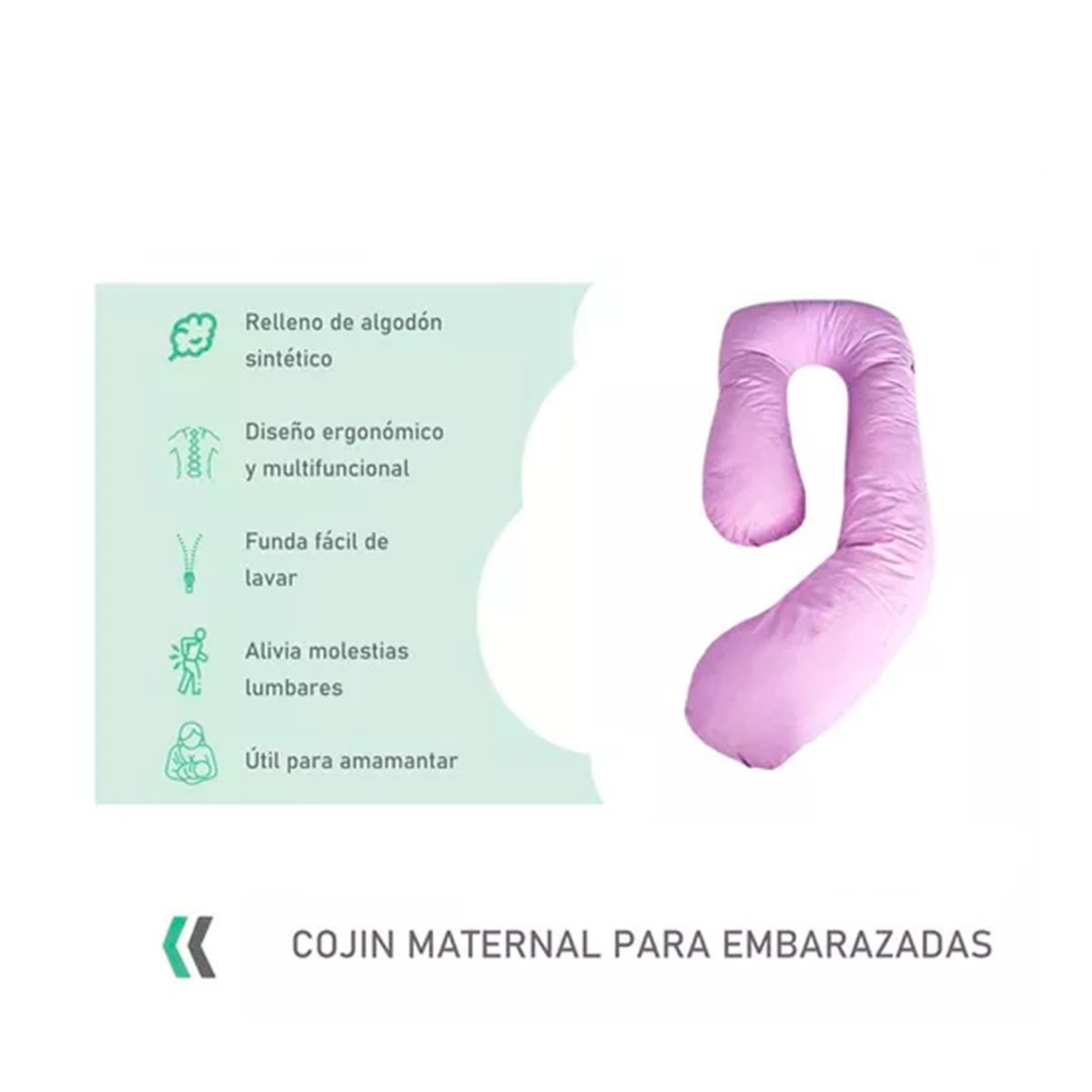 GENERICO - Cojín Almohada Maternal U Funda Extra Suave Rosa