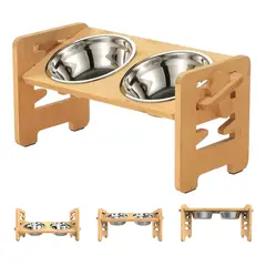 GENERICO - Comedero Bebedero Ajustable Perros Plato Doble Elevado Gatos