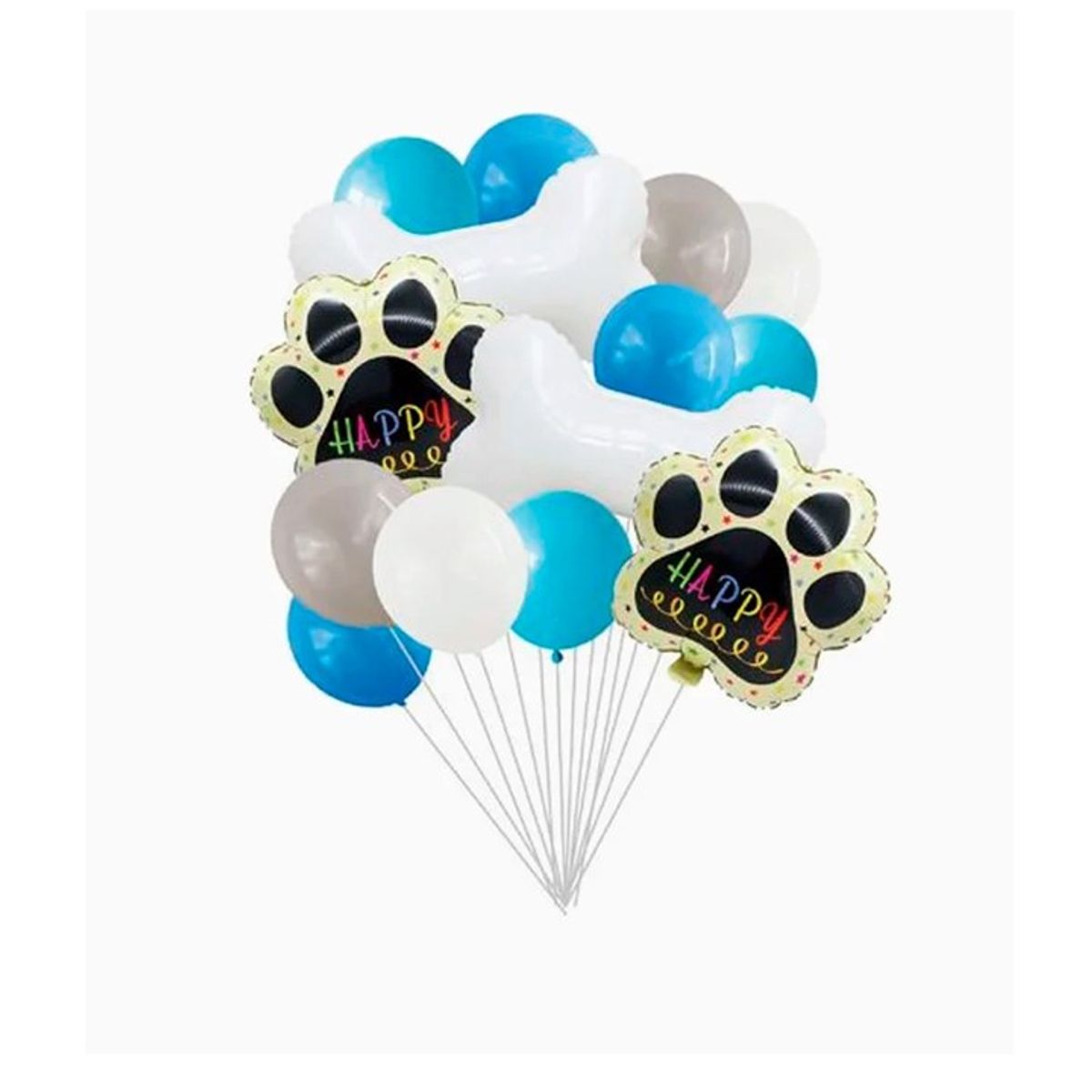 GENERICO - Set de Globos Huella de Perro Celeste