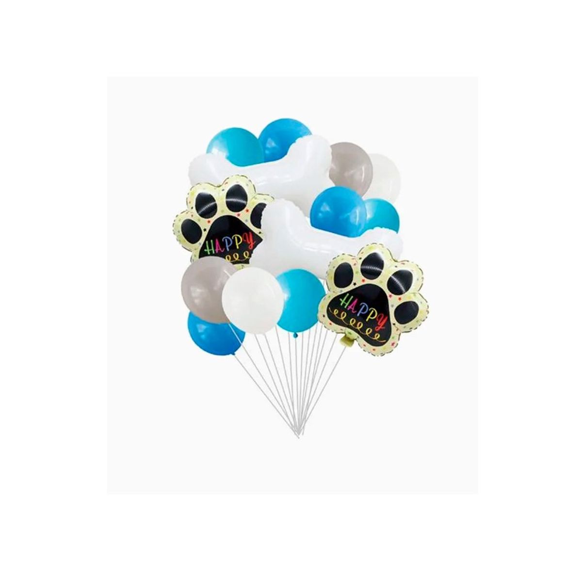 GENERICO - Set de Globos Huella de Perro Celeste