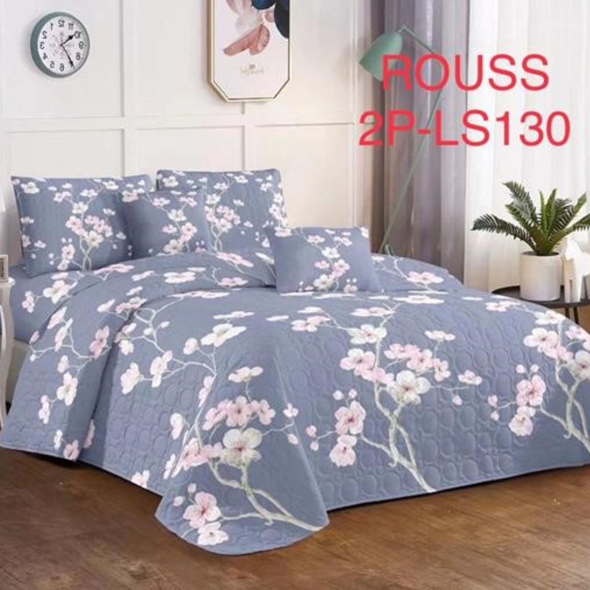 GENERICO - Cobertor Tipo Quilt de Verano / Cubrecamas 2 Plazas Floreado