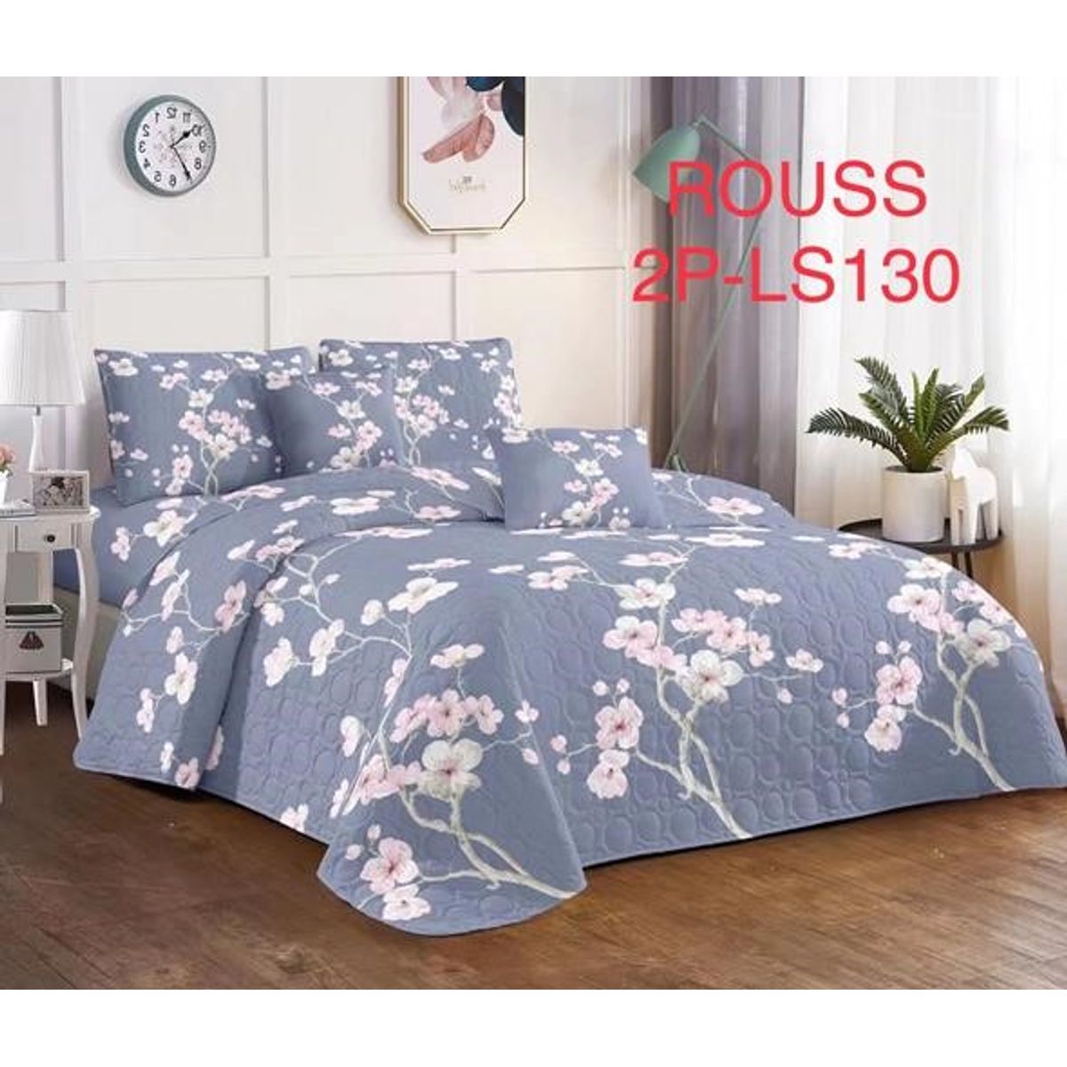 GENERICO - Cobertor Tipo Quilt de Verano / Cubrecamas 2 Plazas Floreado