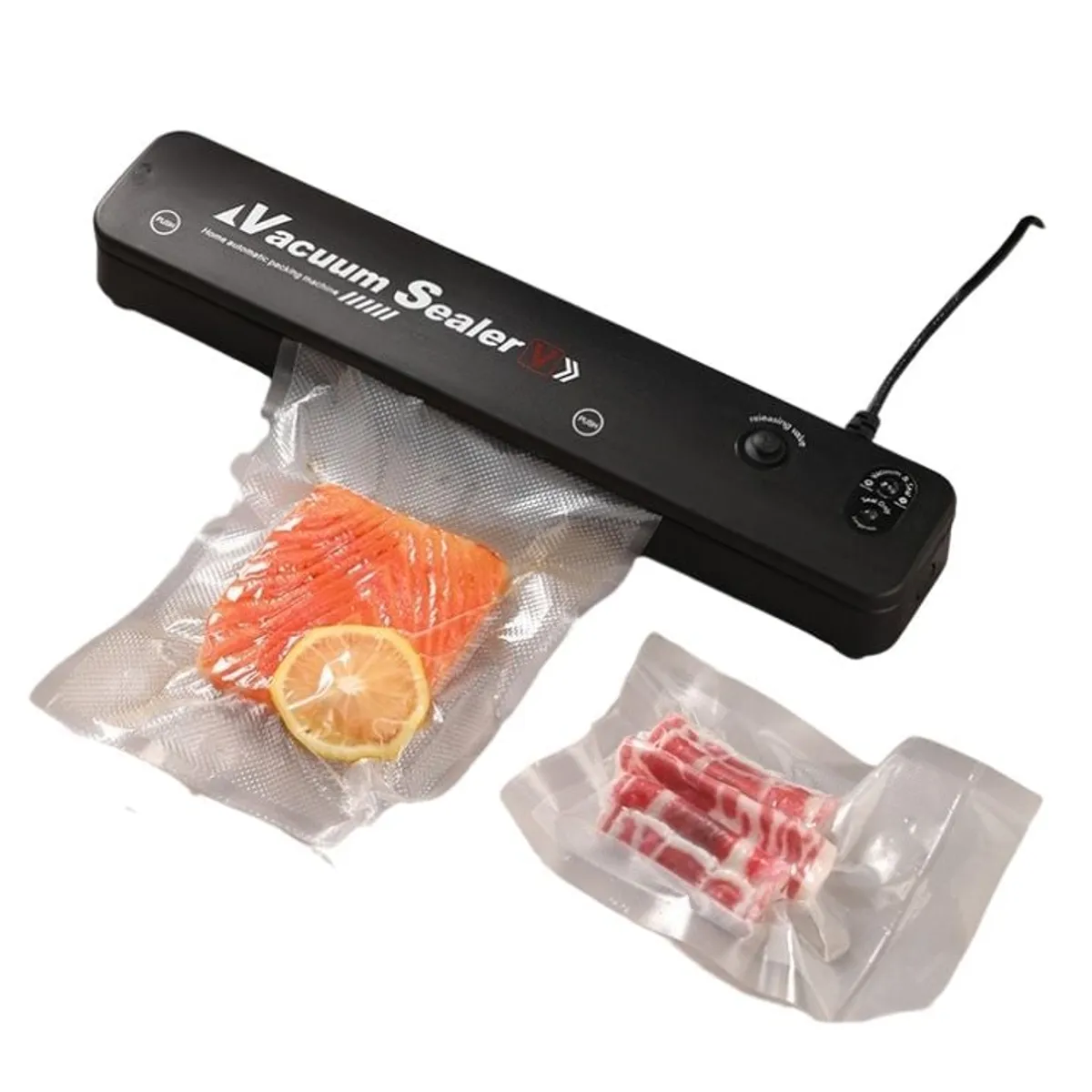 CRUSEC - Maquina Selladora Al Vacío Alimentos Sellador Negro Bolsas