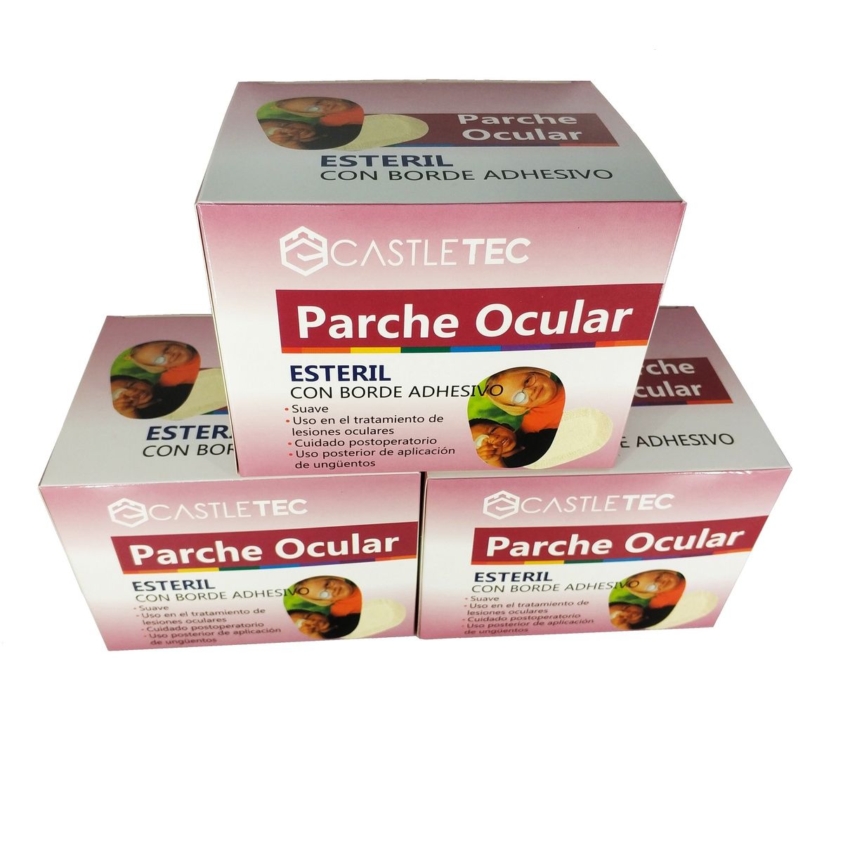 CASTLETEC - PACK 3 cajas de Parche Ocular Infantil Total 150 unidades color Blanco