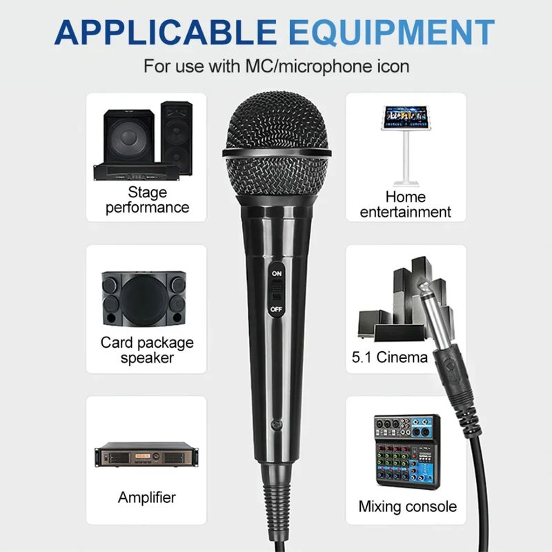 GENERICO - Micrófono Dinámico Vocal De Mano Cableado Eventos Karaoke