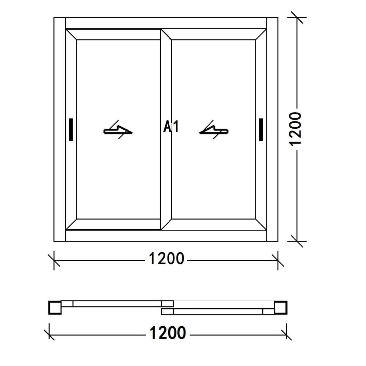 CASTLETEC - Ventana aluminio Termico RPT termopanel vidrio Templado 120x120cm