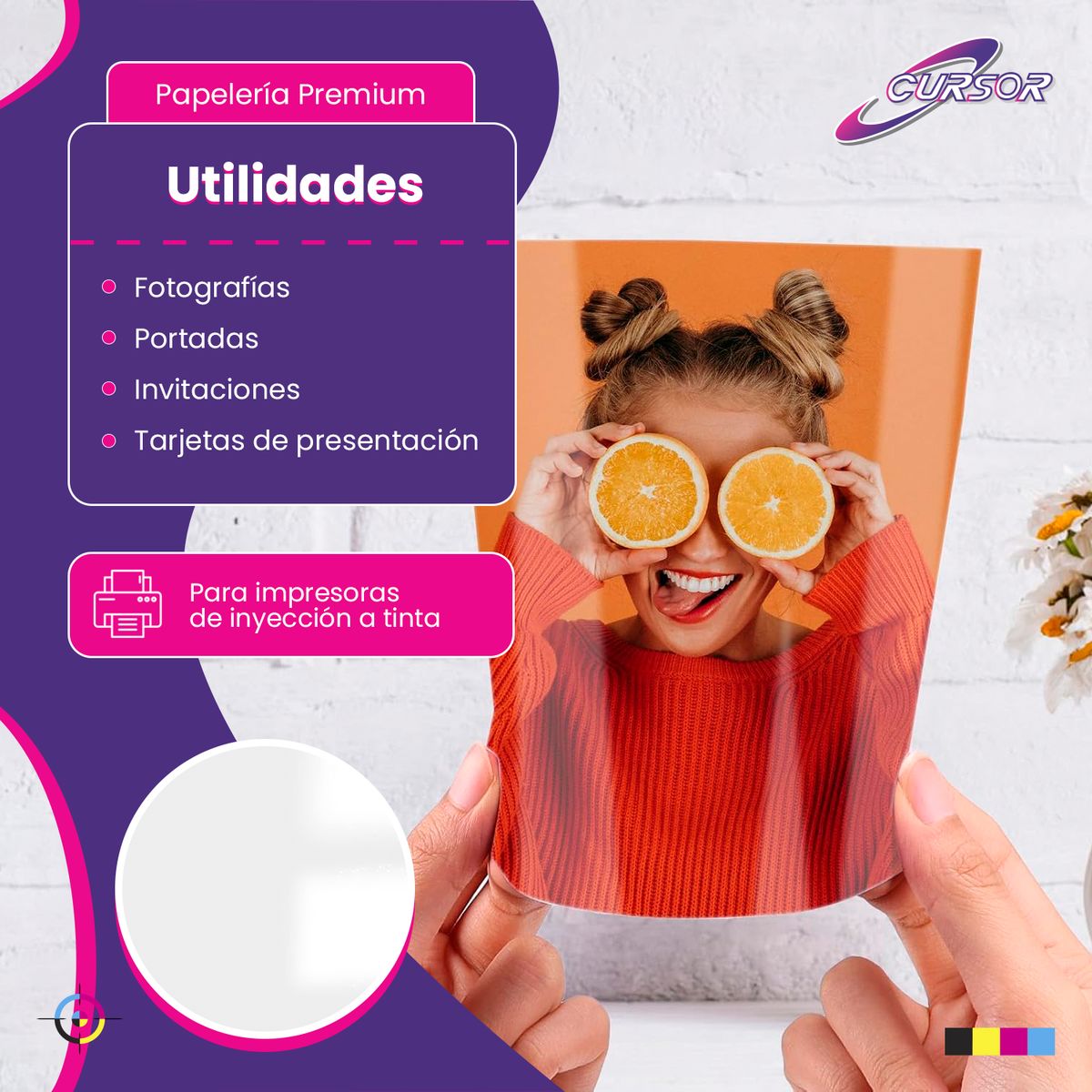 CURSOR - Papel Fotográfico Doble Faz Glossy Cursor A4 140gr 100 Hjs