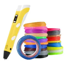 GENERICO - Lapiz impresora 3D ABS 3D PEN-2 - Amarillo + filamentos 200m