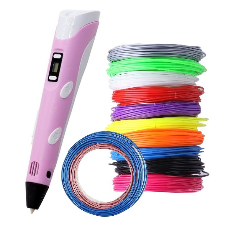GENERICO - Lapiz impresora 3D ABS 3DPEN-2 RP100B Rosa + filamentos 100m