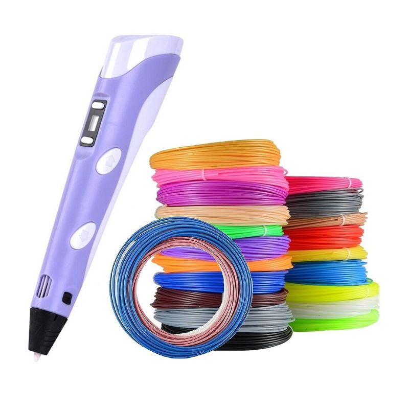 GENERICO - Lapiz impresora 3D 3D PEN-2 RP100B Purpura + filamentos 200m