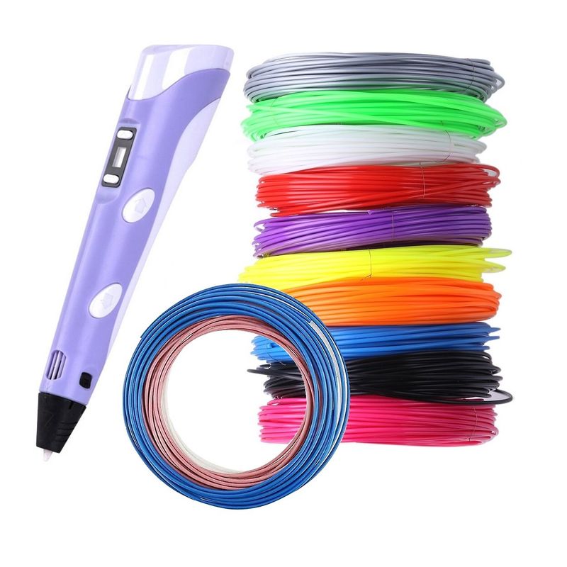 GENERICO - Lapiz impresora 3D 3D PEN-2 RP100B Purpura + filamentos 100m