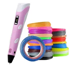 GENERICO - Lapiz impresora 3D 3D PEN-2 RP100B Rosa + filamentos 200m