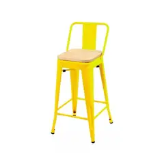 GENERICO - Taburete Tolix con Asiento de Madera Amarillo 77cm