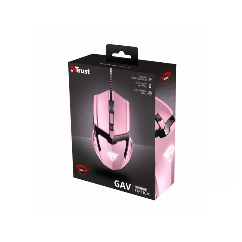 TRUST - Mouse Gamer Rosado Trust Gxt 101P Retro-iluminado