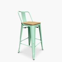 Taburete Tolix con Asiento de Madera Menta 77cm