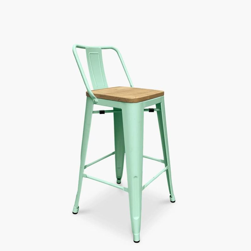 GENERICO - Taburete Tolix con Asiento de Madera Menta 77cm