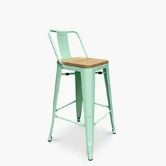 GENERICO - Taburete Tolix con Asiento de Madera Menta 77cm