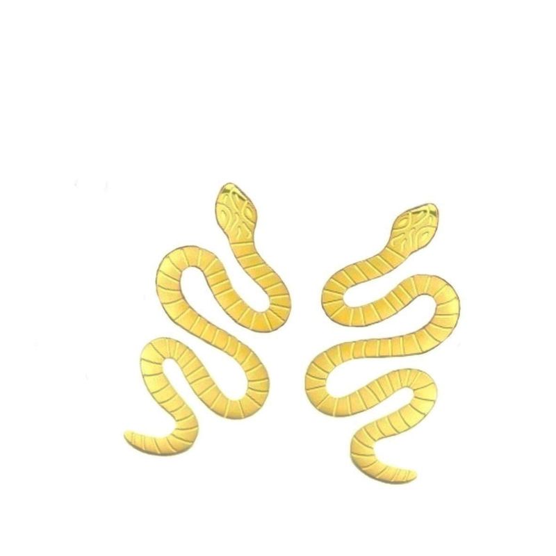 VANE COLLECTION - Aros mujer livianos serpiente acero y baño de oro