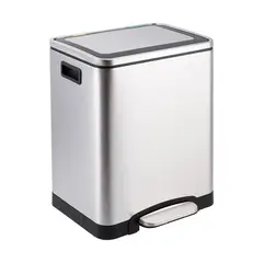 GEN - BASURERO ACERO INOXIDABLE CIERRE SUAVE DUO 15 LTS X2