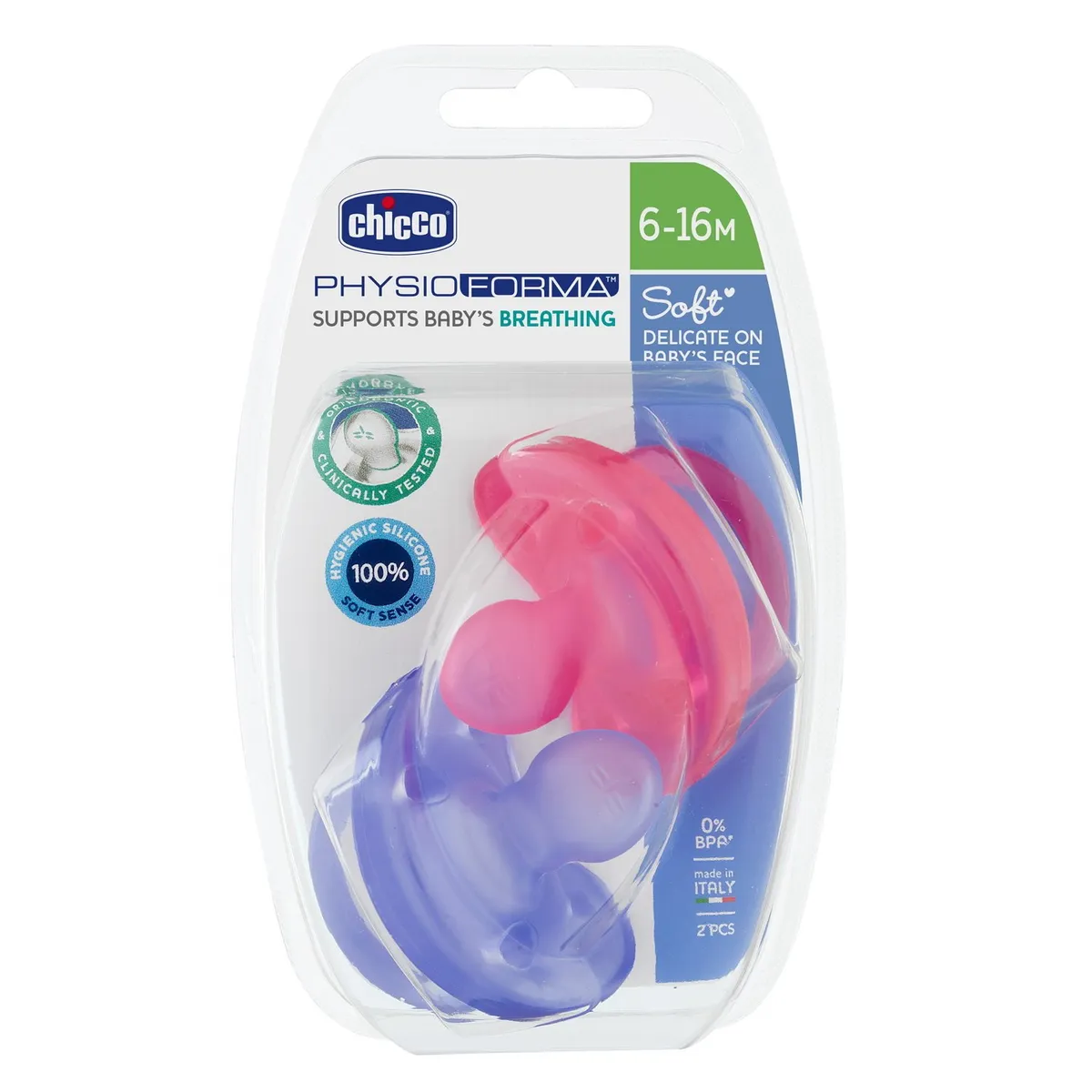 CHICCO - Pack de Chupetes Chicco Physio Soft 6-16m Morado - Rosa