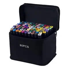 IMPORTCLICK - Set 80 Lápices Marcadores Gráficos Dibujo Doble Punta - Multicolor
